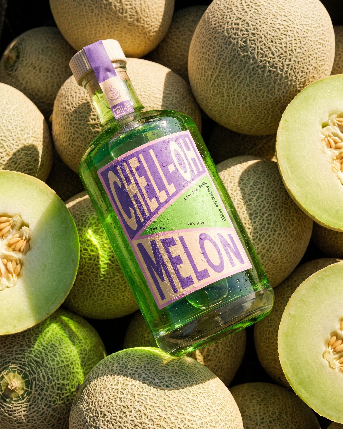 CHELL-OH! Melon lying on a pile of melons